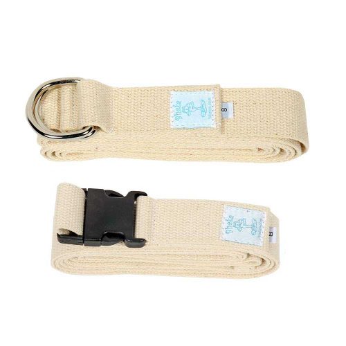 Bheka All Cotton Straps with Metal D-Rings or Buckle – Natural 8 ft.